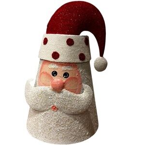 Metal Taper Candle Santa Claus Decoration Glittery Sparkly